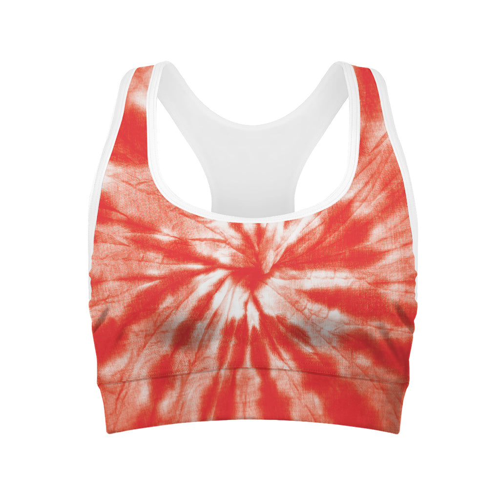 Orange Tie Dye Print Women's Sports Bra