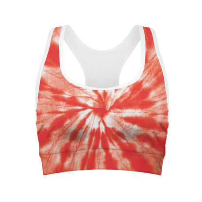 Orange Tie Dye Print Women's Sports Bra