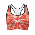 Orange Tie Dye Print Women's Sports Bra