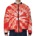 Orange Tie Dye Print Zip Sleeve Bomber Jacket