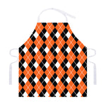 Orange White And Black Argyle Print Adjustable Apron