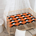 Orange White And Black Argyle Print Baby Crib Sheet