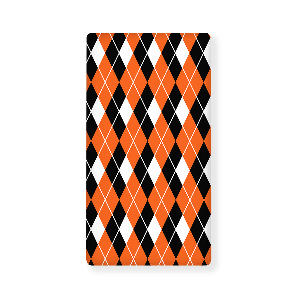 Orange White And Black Argyle Print Baby Crib Sheet