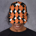 Orange White And Black Argyle Print Baseball Cap