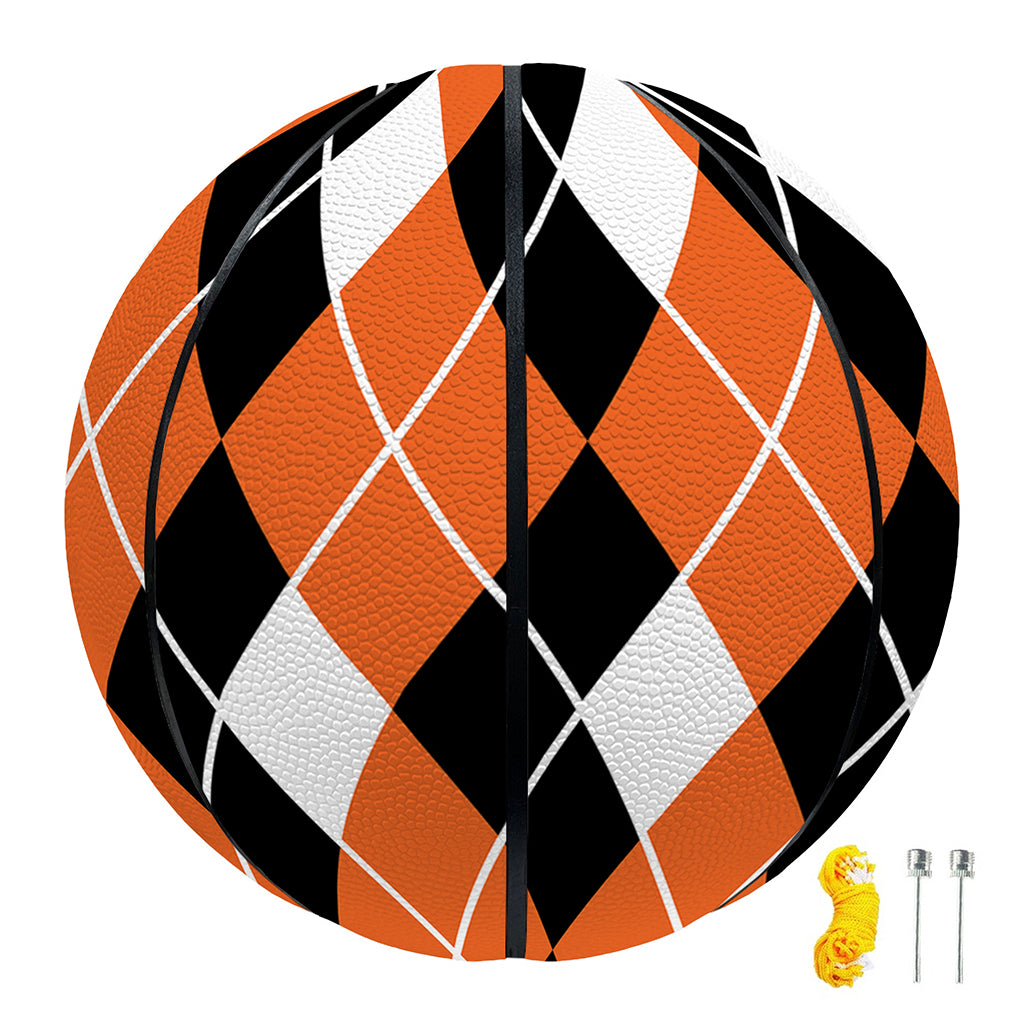 Orange White And Black Argyle Print Basketball