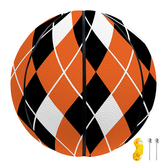 Orange White And Black Argyle Print Basketball