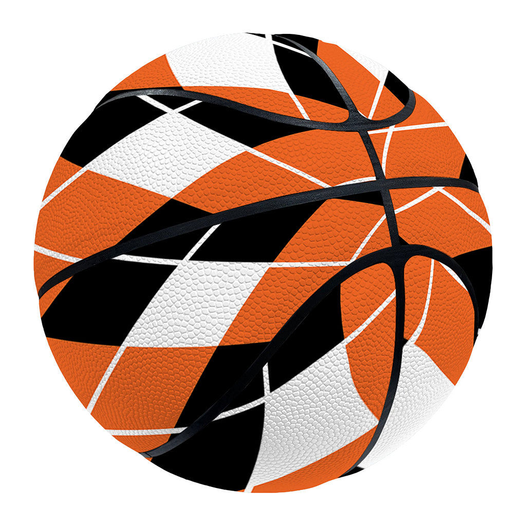 Orange White And Black Argyle Print Basketball