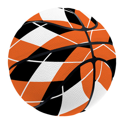 Orange White And Black Argyle Print Basketball