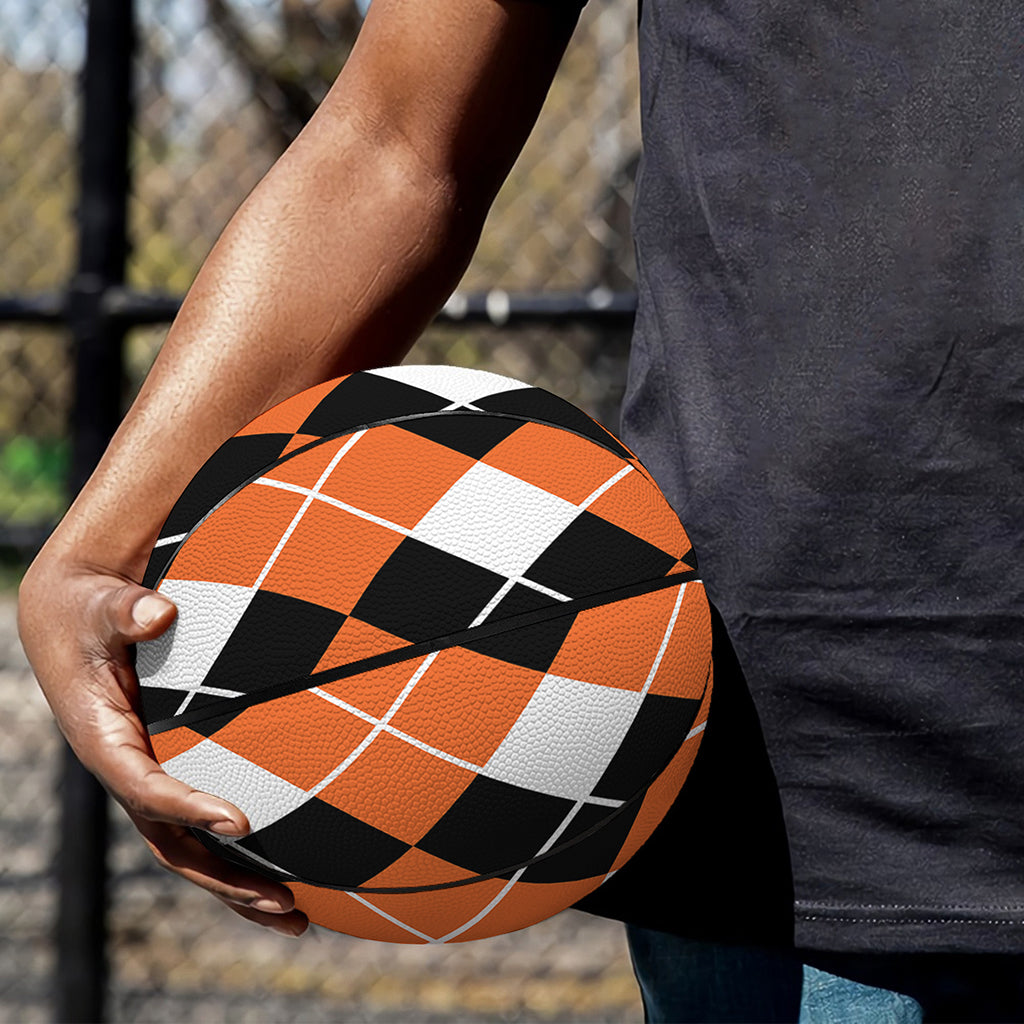 Orange White And Black Argyle Print Basketball