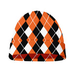 Orange White And Black Argyle Print Beanie