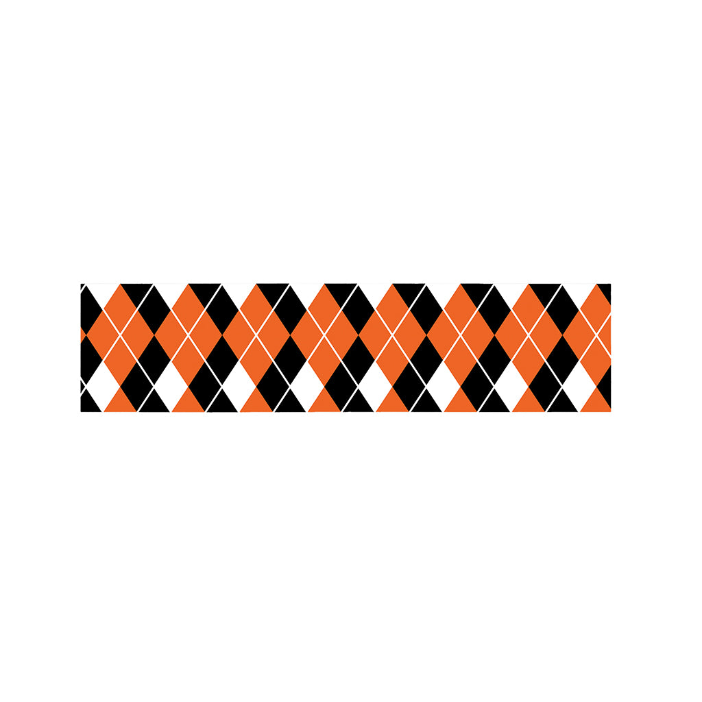 Orange White And Black Argyle Print Bed Runner