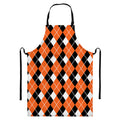 Orange White And Black Argyle Print Bib Apron With Pocket