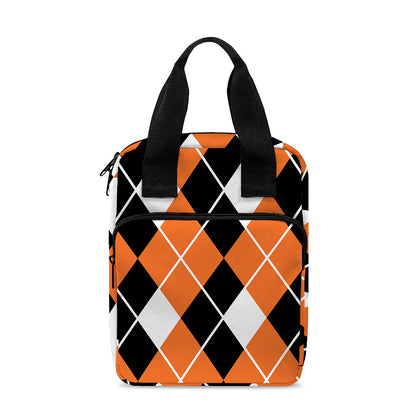 Orange White And Black Argyle Print Bible Tote Bag