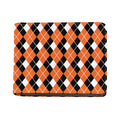 Orange White And Black Argyle Print Bifold Wallet