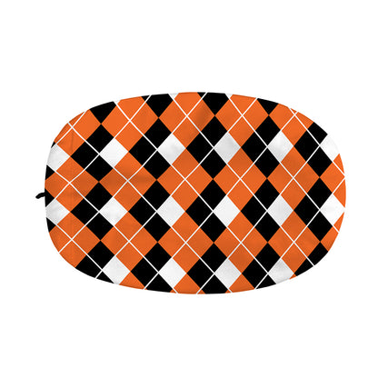 Orange White And Black Argyle Print Car Side Mirror Covers