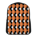 Orange White And Black Argyle Print Casual Backpack