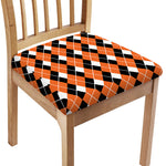 Orange White And Black Argyle Print Chair Cushion Cover