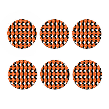 Orange White And Black Argyle Print Coaster Set