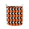 Orange White And Black Argyle Print Collapsible Laundry Basket