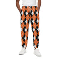 Orange White And Black Argyle Print Cotton Sweatpants