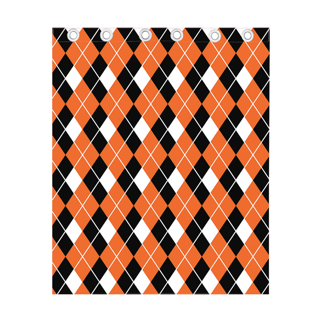 Orange White And Black Argyle Print Curtain