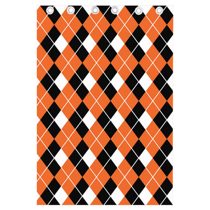 Orange White And Black Argyle Print Curtain
