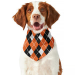 Orange White And Black Argyle Print Dog Bandana