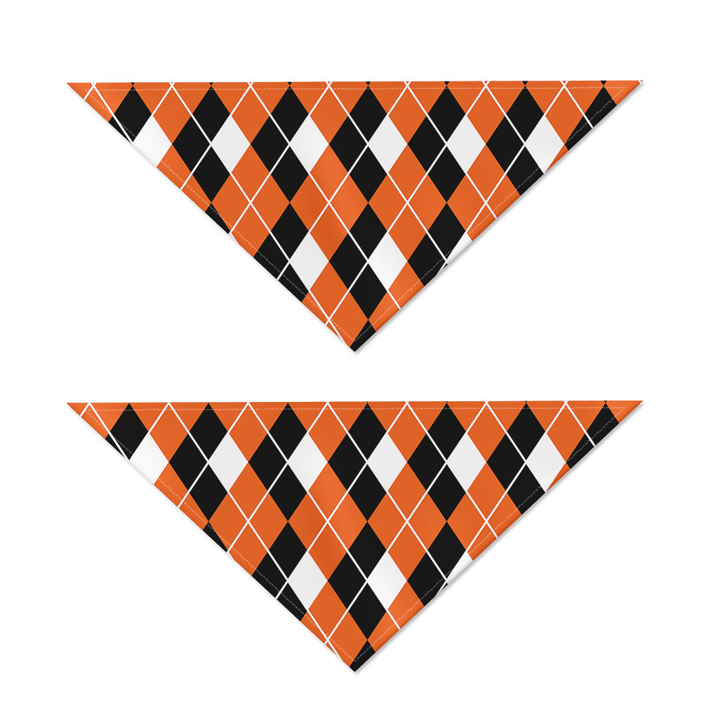 Orange White And Black Argyle Print Dog Bandana