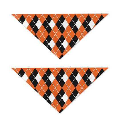 Orange White And Black Argyle Print Dog Bandana