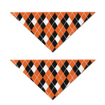 Orange White And Black Argyle Print Dog Bandana