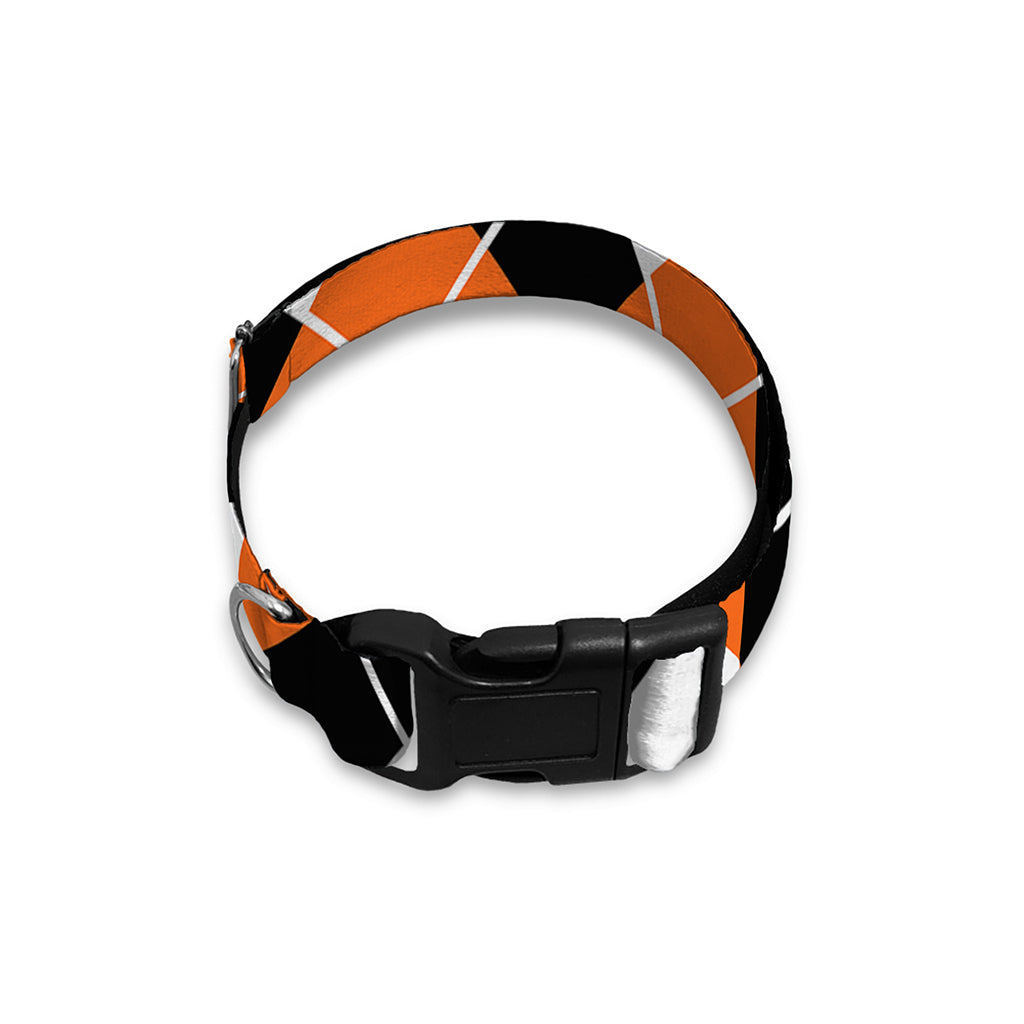 Orange White And Black Argyle Print Dog Collar
