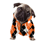 Orange White And Black Argyle Print Dog Zip Up Hoodie