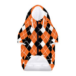 Orange White And Black Argyle Print Dog Zip Up Hoodie