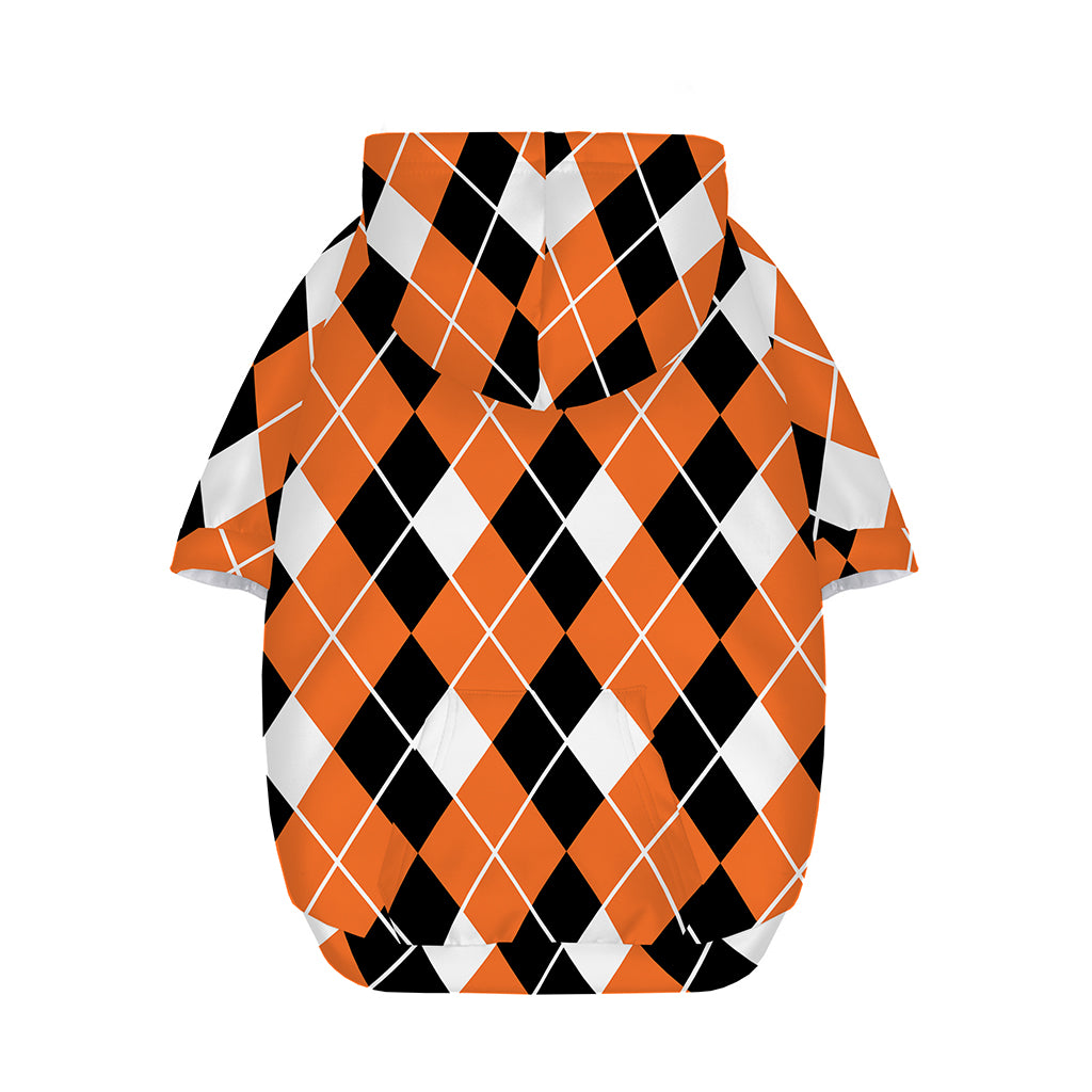 Orange White And Black Argyle Print Dog Zip Up Hoodie