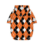 Orange White And Black Argyle Print Dog Zip Up Hoodie