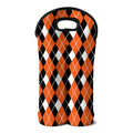 Orange White And Black Argyle Print Double Neoprene Wine Tote