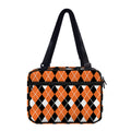 Orange White And Black Argyle Print Double Strap Bible Bag