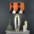 Orange White And Black Argyle Print Drum Lamp Shade