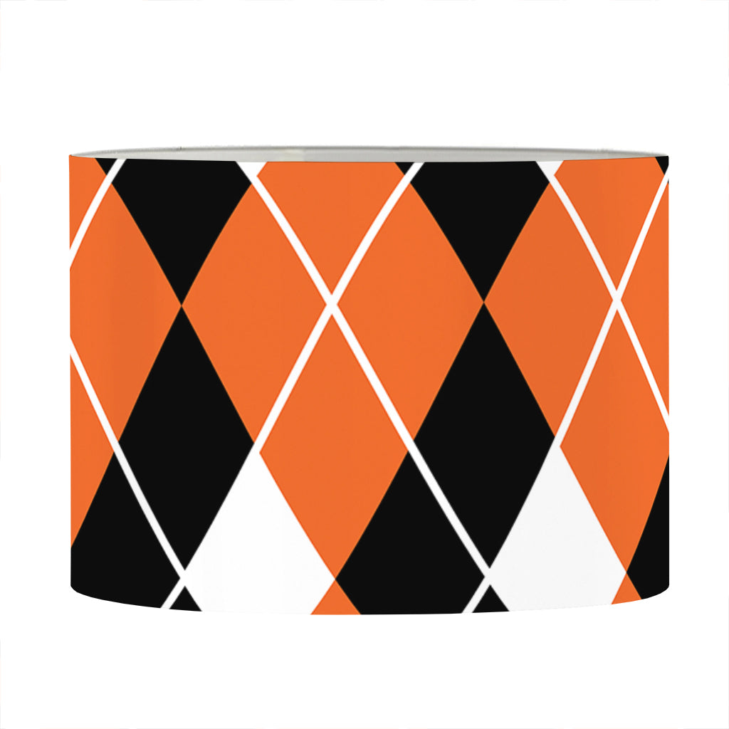 Orange White And Black Argyle Print Drum Lamp Shade