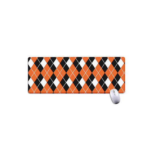 Orange White And Black Argyle Print Extended Mouse Pad