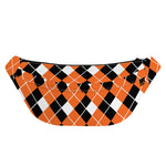 Orange White And Black Argyle Print Fanny Pack