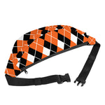 Orange White And Black Argyle Print Fanny Pack