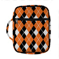 Orange White And Black Argyle Print Front Pocket Bible Bag