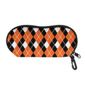 Orange White And Black Argyle Print Glasses Case