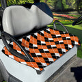 Orange White And Black Argyle Print Golf Cart Seat Cover