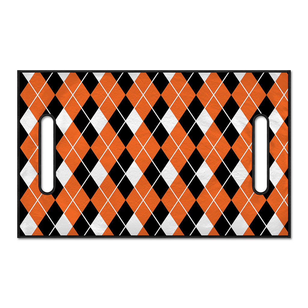 Orange White And Black Argyle Print Golf Cart Seat Cover