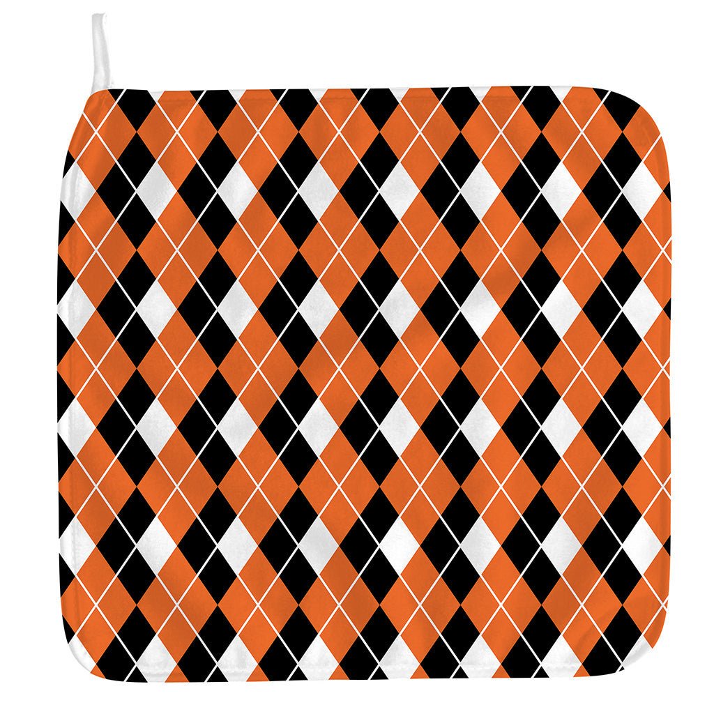 Orange White And Black Argyle Print Hand Towel