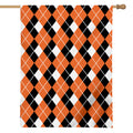 Orange White And Black Argyle Print House Flag