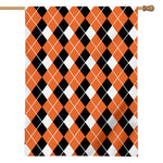 Orange White And Black Argyle Print House Flag