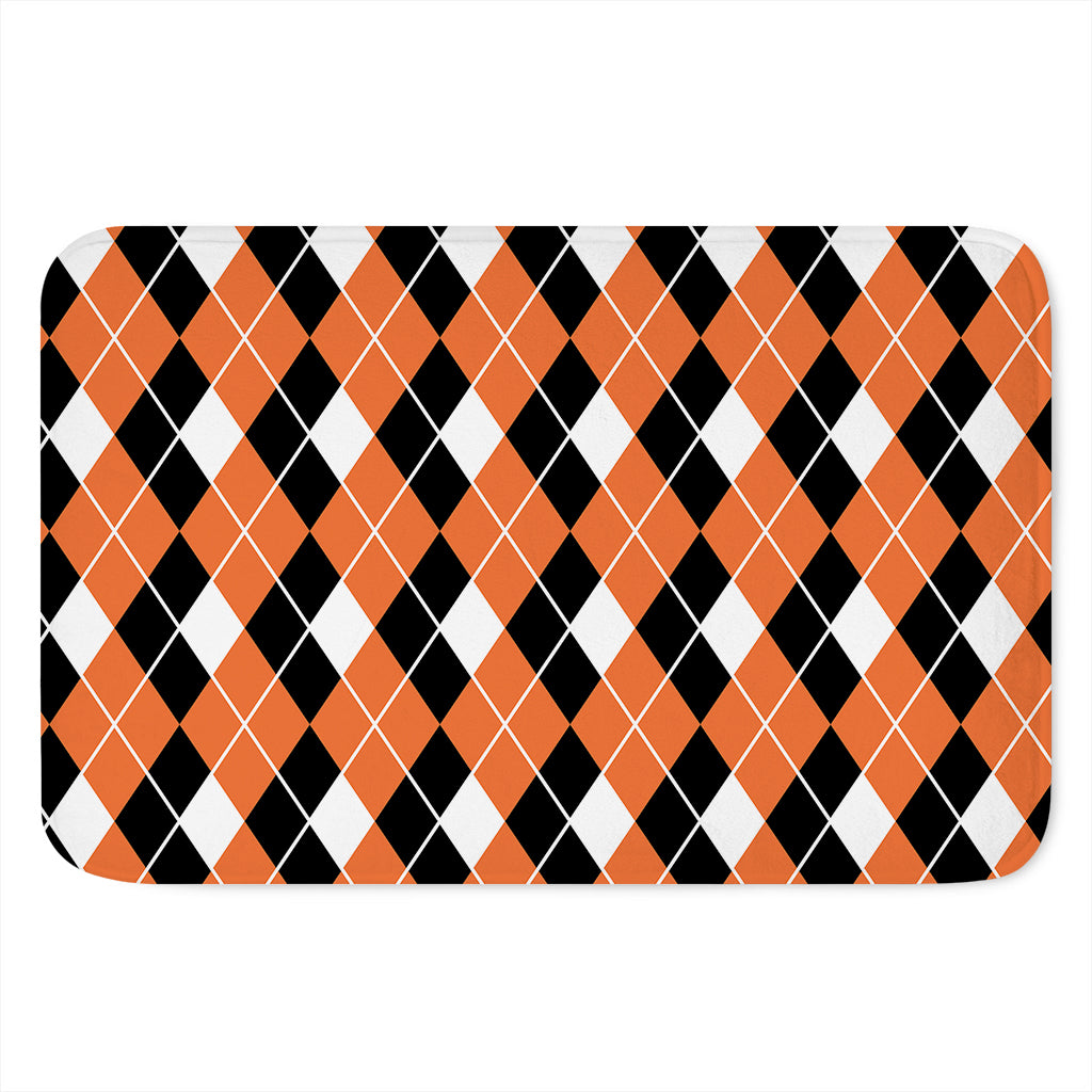 Orange White And Black Argyle Print Indoor Door Mat